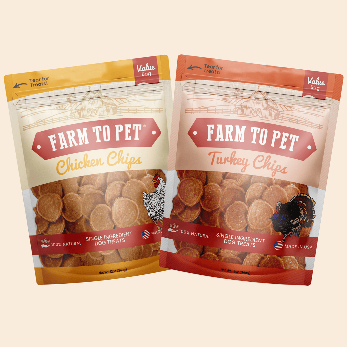 Farm To Pet Turkey & Chicken Treat Duo